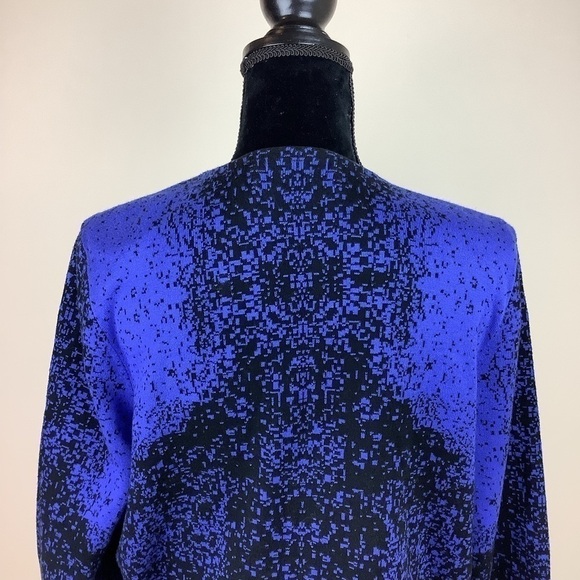 KASPER COLORBLOCK OPEN FRONT ASYMMETRICAL CARDIGAN - Picture 6 of 7